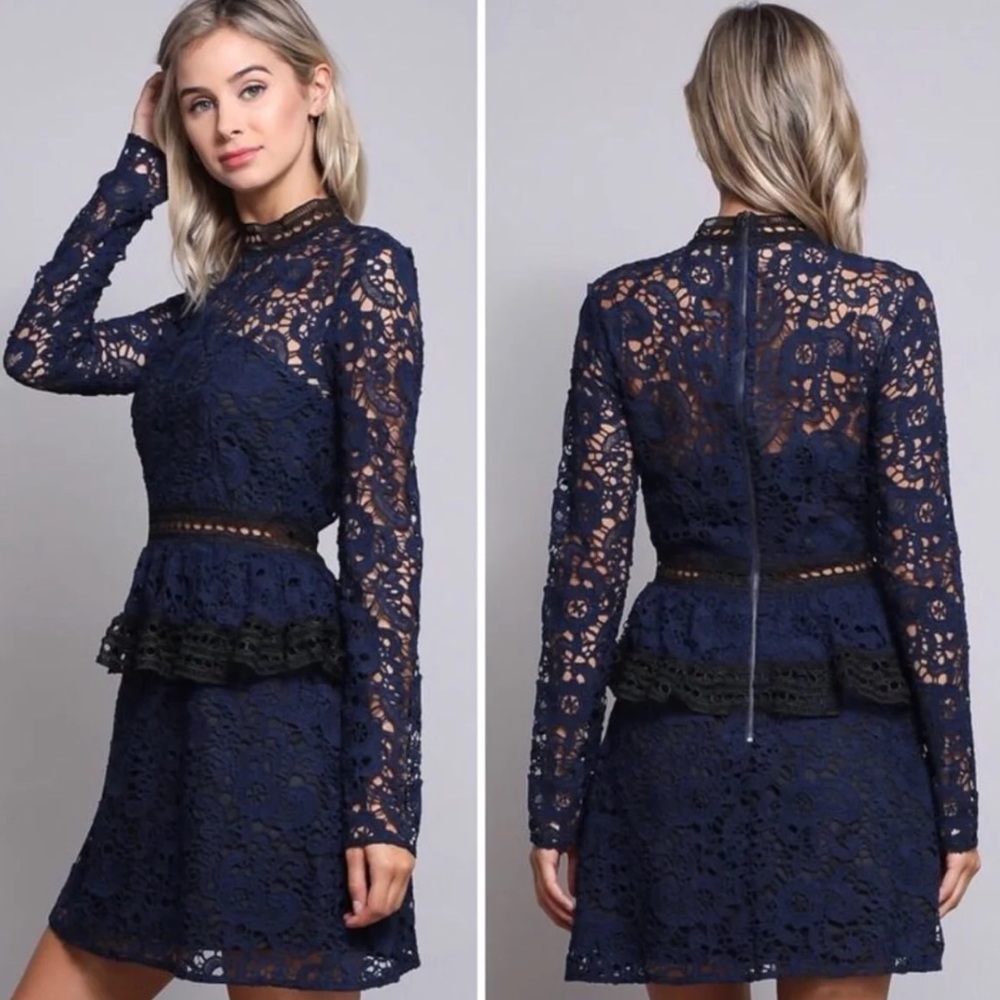 NWOT Self portrait Navy Dress